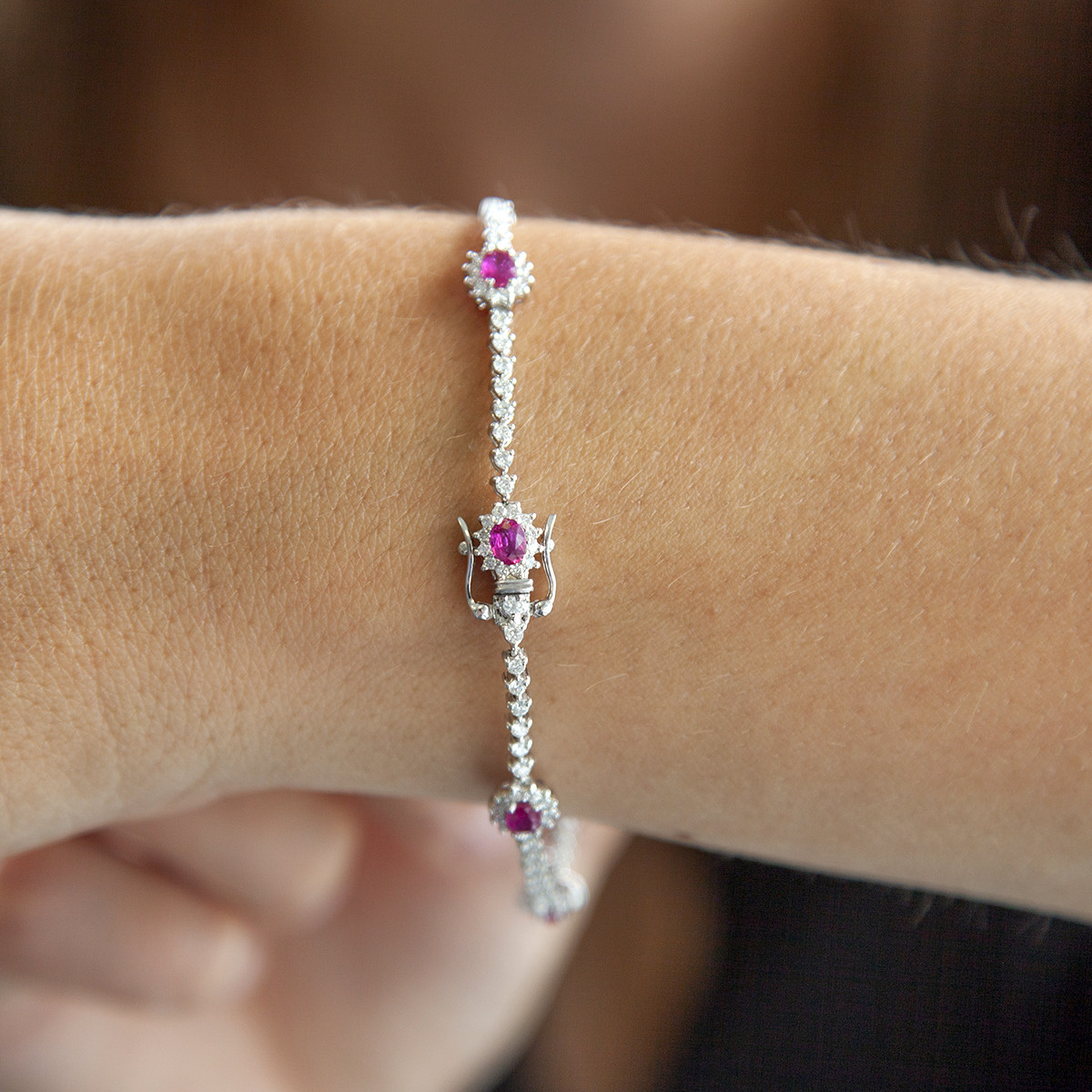 Bracelet d'occasion rubis et diamants 18 cm