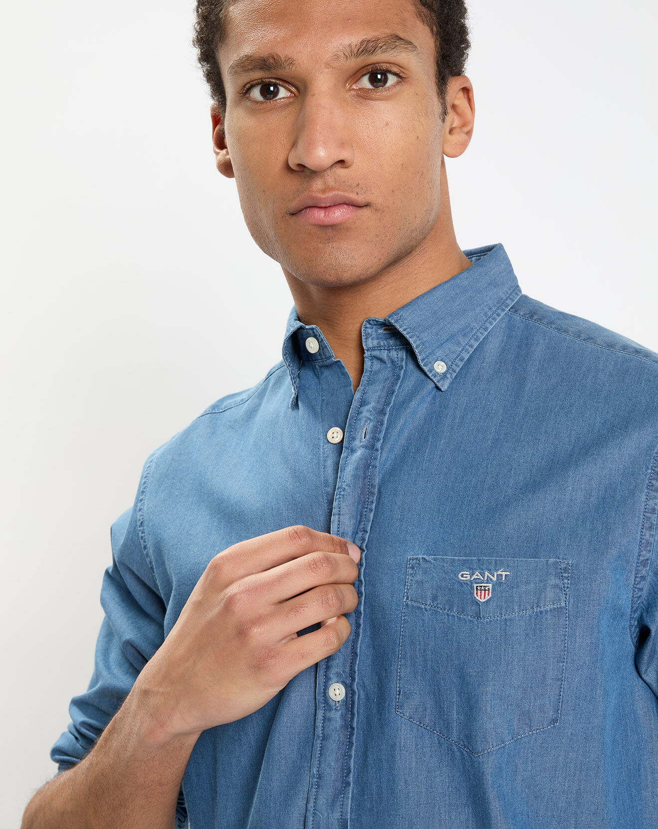 Gant Chemise Regular Fit Chambray bleu clair