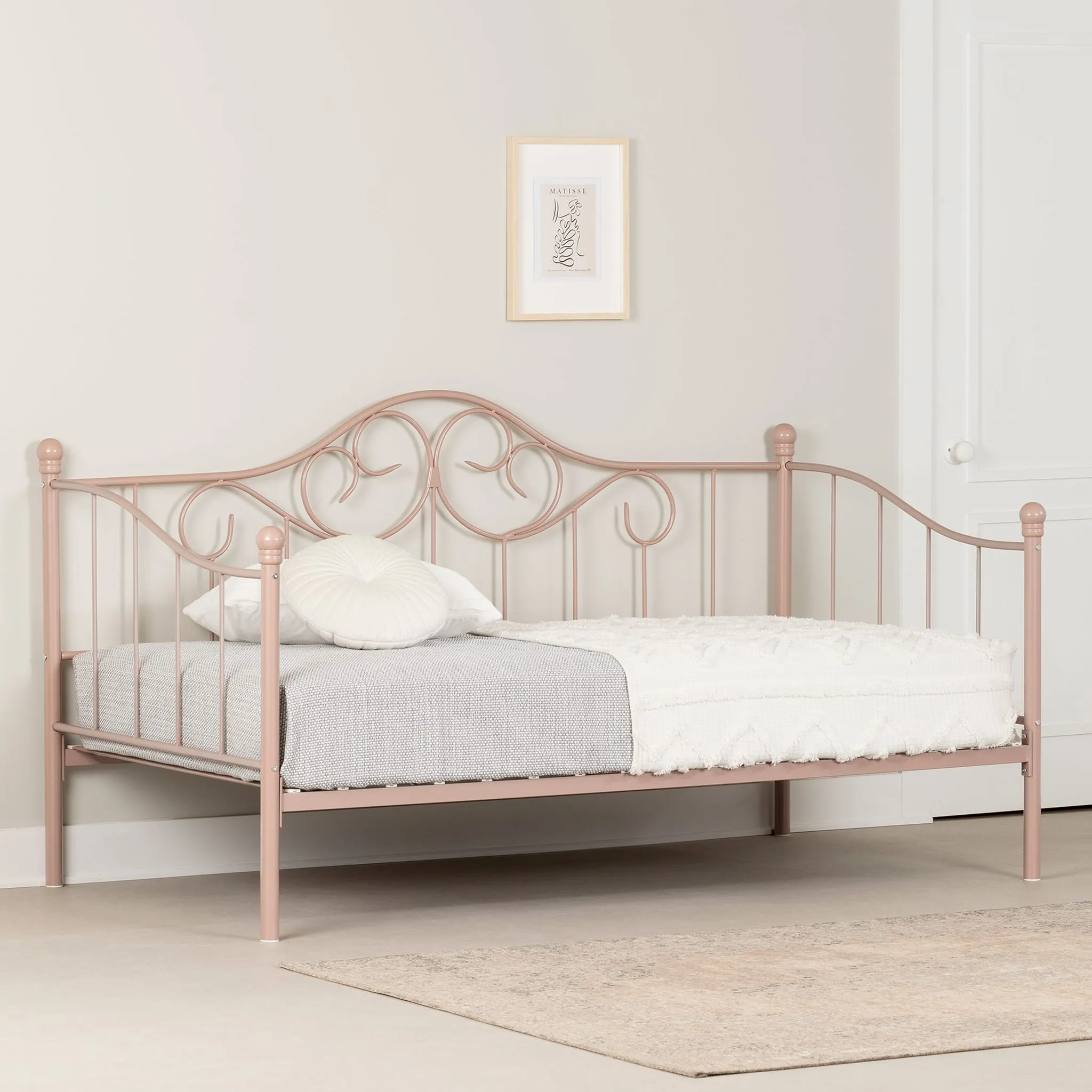 South Shore Lit de Jour en Métal - Summer Breeze Rose
