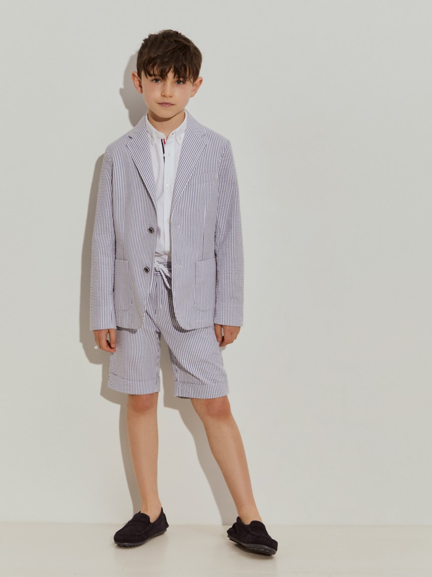 Blazer às riscas de popelina