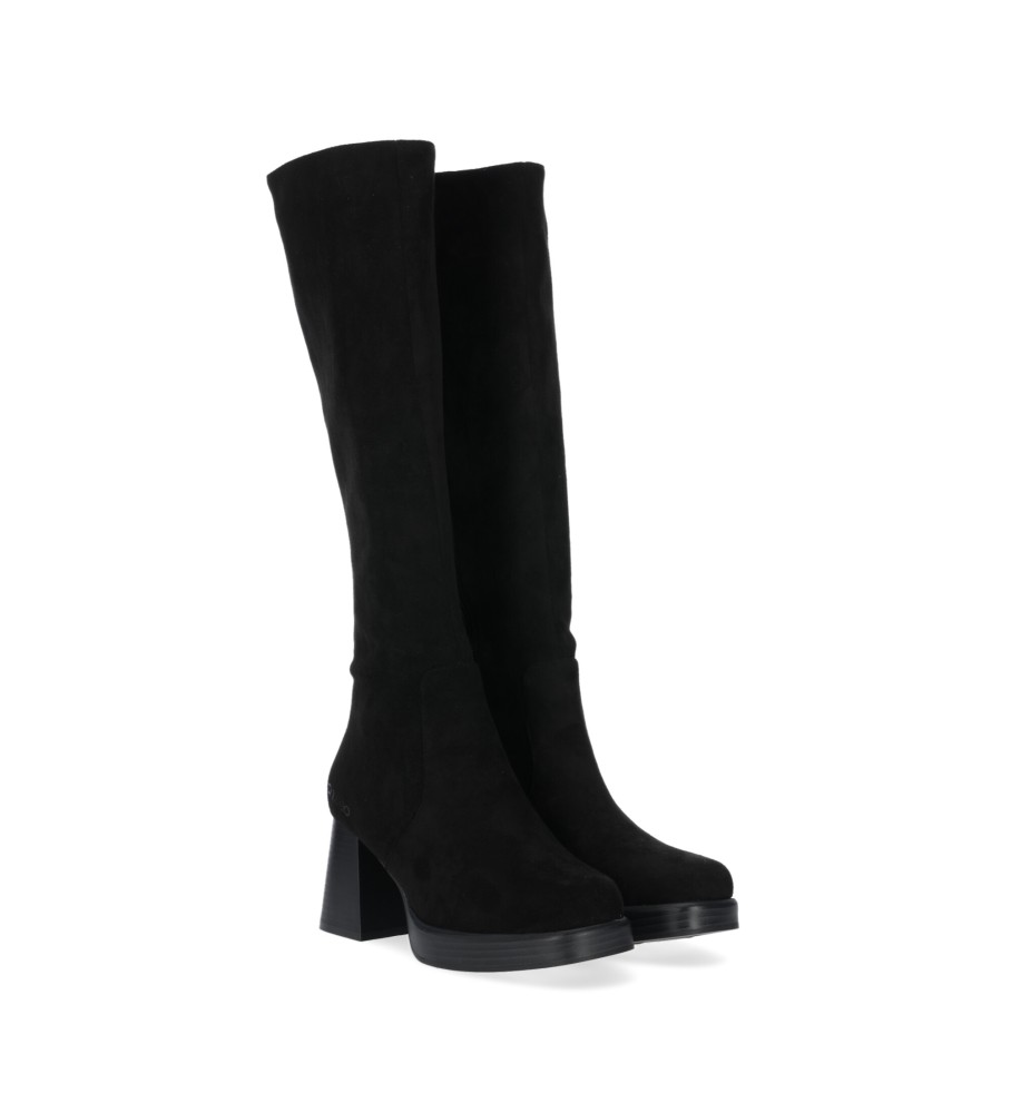 Chika10 Novas Botas de Couro Pam 03 Pretas - Altura do Salto 6cm -