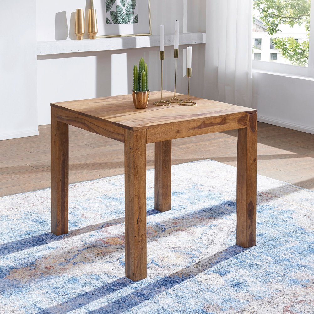 KADIMA DESIGN Esstisch NAKO Massiv: Quadratisch, 80x80 cm, Akazienholz, einfach zu pflegen, stabil.