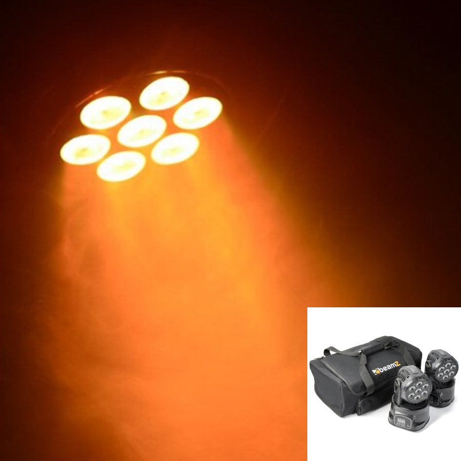 BeamZ MHL-74 mini wash moving head set van 2 met draagtas