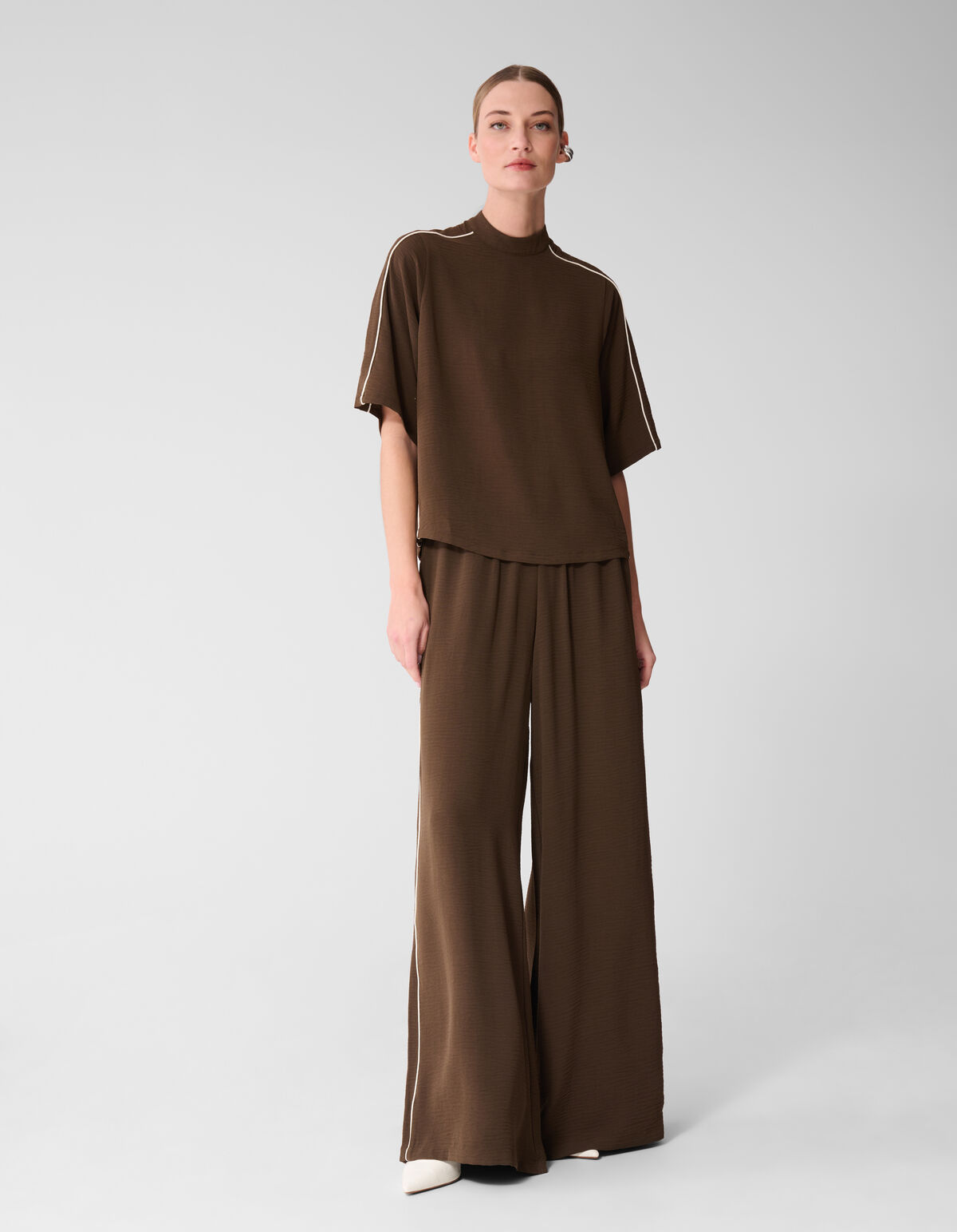 Twist Wide Leg Fit Broek Bruin