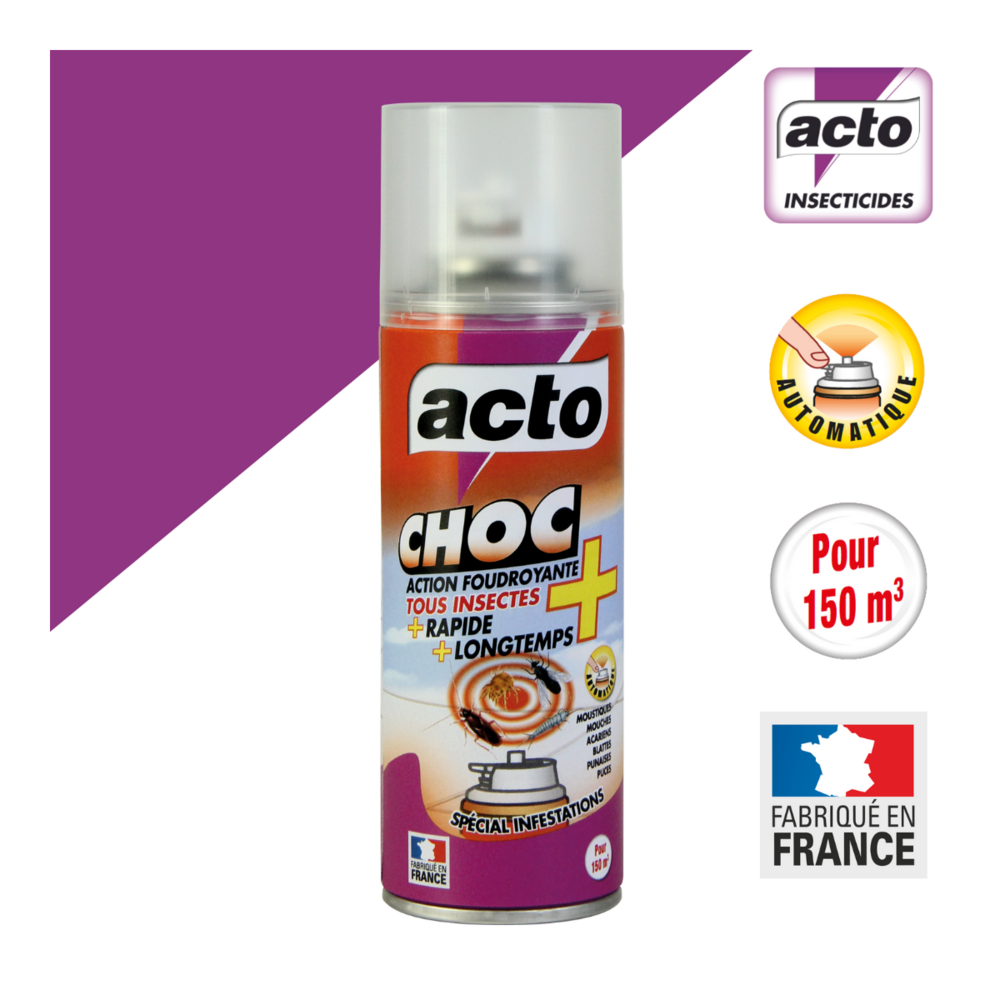 Lot de 2 aérosols acto choc : pour une maison sans insectes