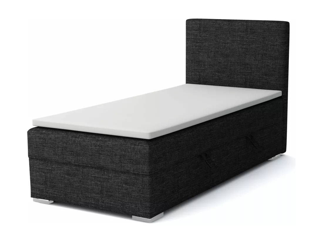 LIT SIMPLE avec topper Kiberg Mini côté droit, 90x200 cm, Lux 23 (Noir)