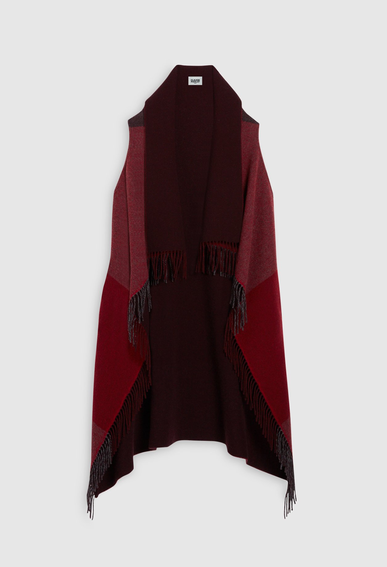 Poncho bordeaux laine