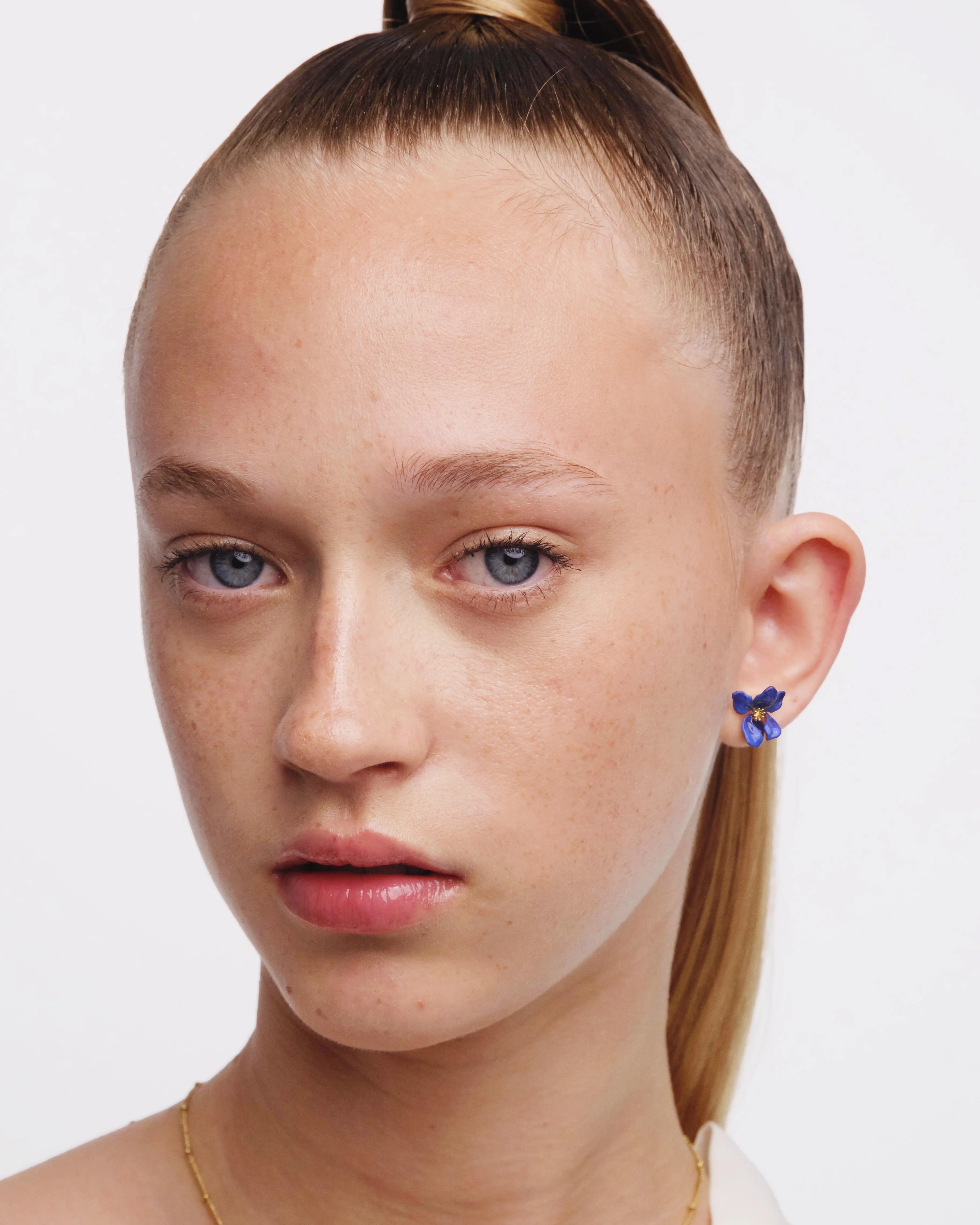 Boucles d'oreilles asymétriques iris de sibérie | Bleu