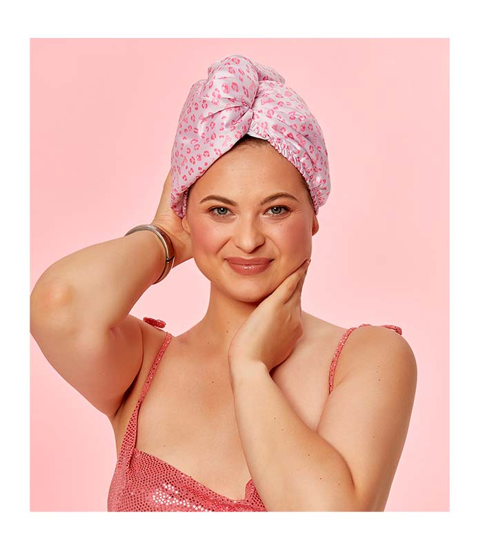 GLOV - *Barbie* - Toalha turbante de cetim e tecido - Pink Panther