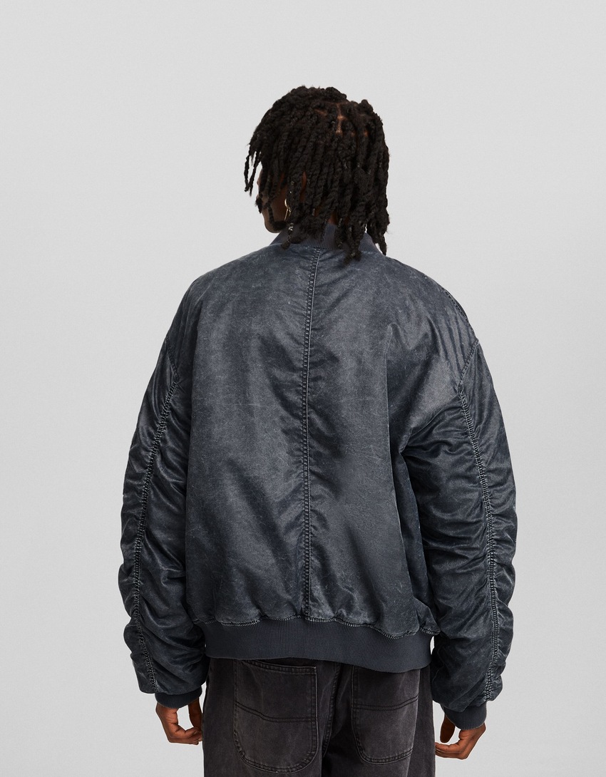 Jaqueta bomber de nylon desbotada