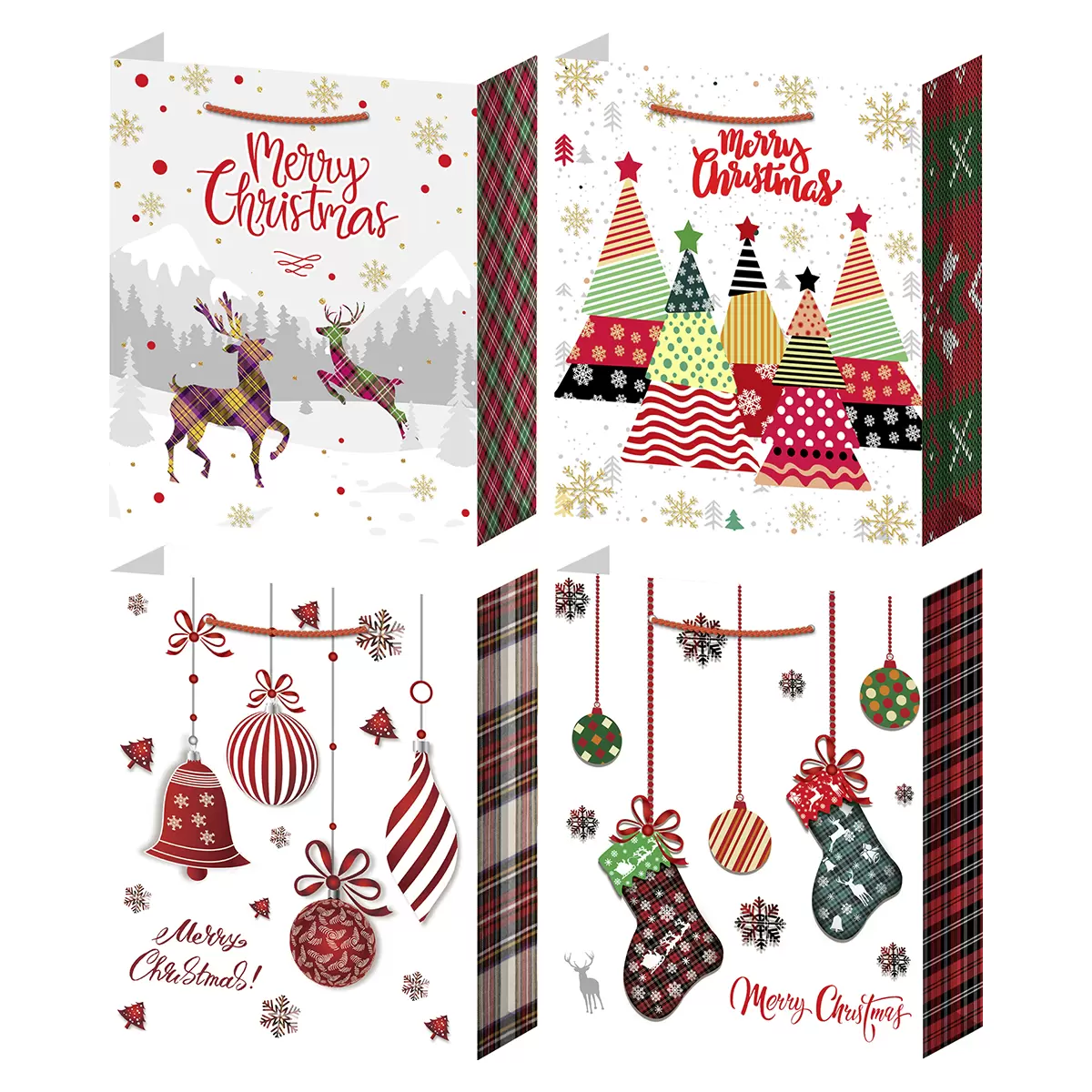 Geschenktüte X-Large Merry Christmas Bunt