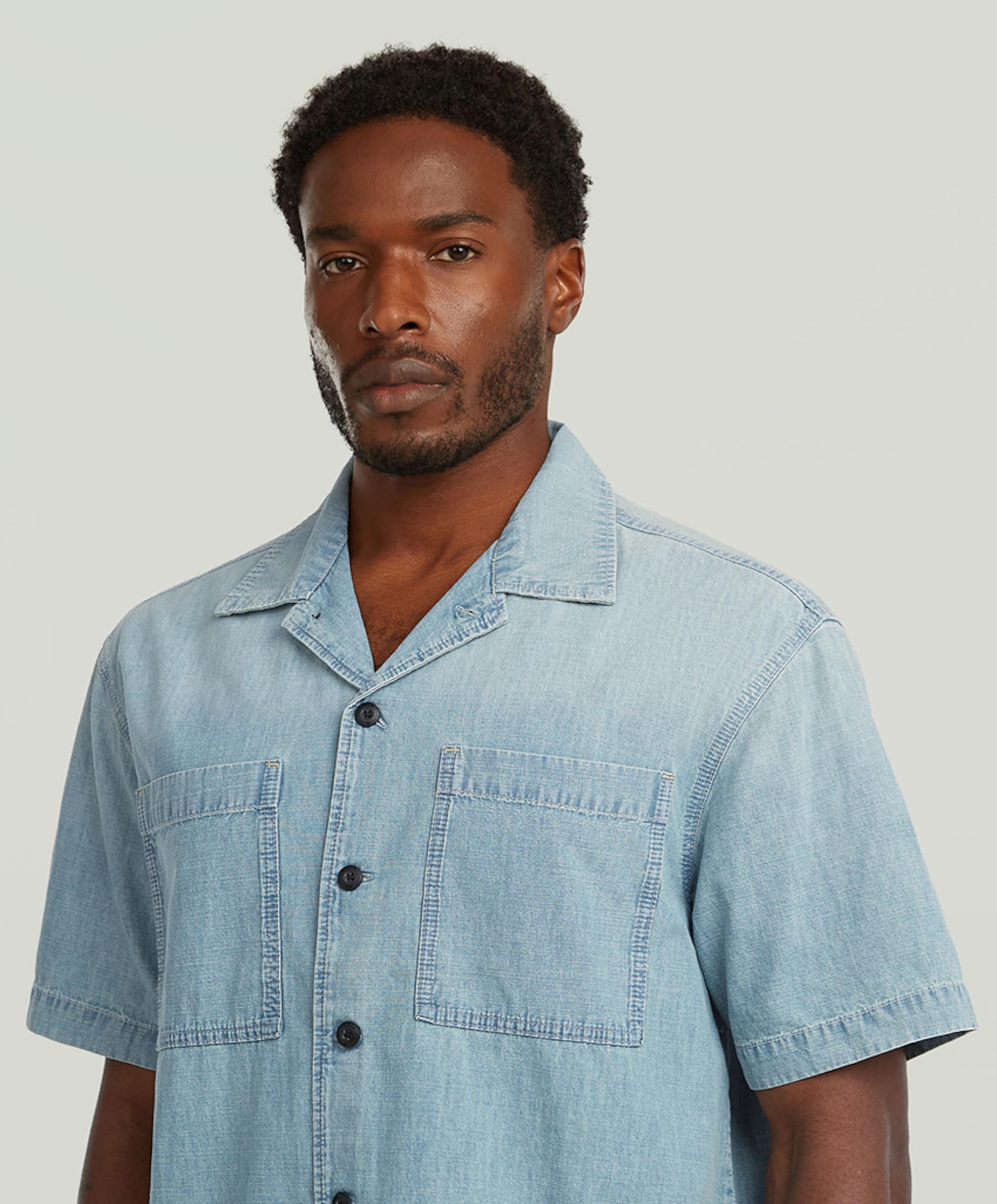 G-Star Raw Heren overhemd korte mouw blauw