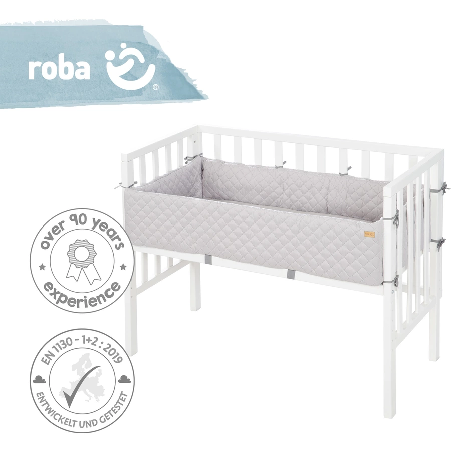 roba Beistellbett 2-in-1 weiß Style grau inkl. Matratze