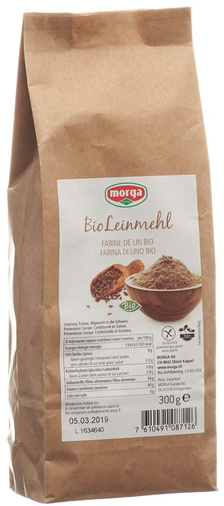 MORGA Leinmehl<br>300 g, Beutel, Bio glutenfrei
