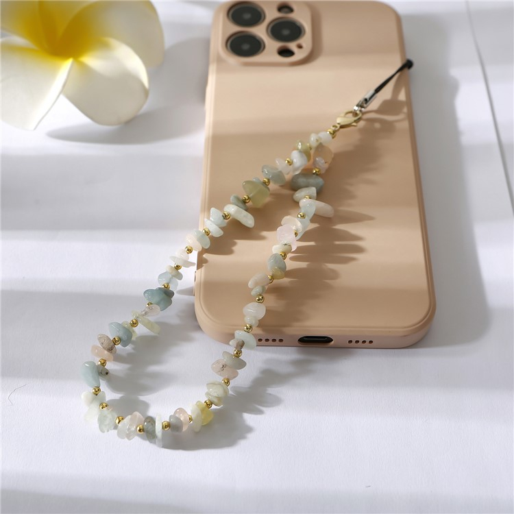 (21cm) Universal Handy Kette Phone Charms Schmuck Anhänger Handgelenkschlaufe - Grüne Kristalle
