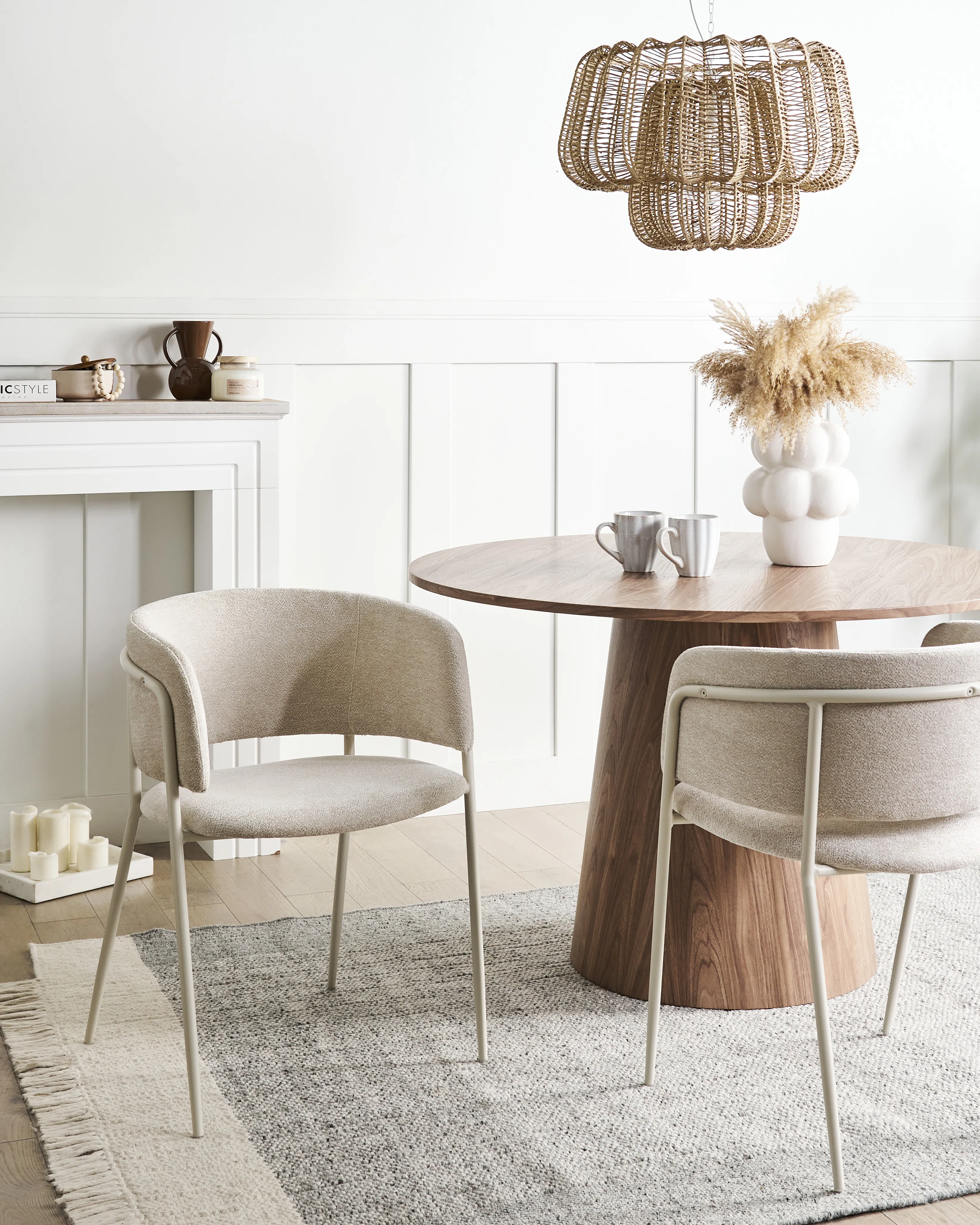 Set van 2 eetkamerstoelen SPRINGER Chenille Lichtbeige