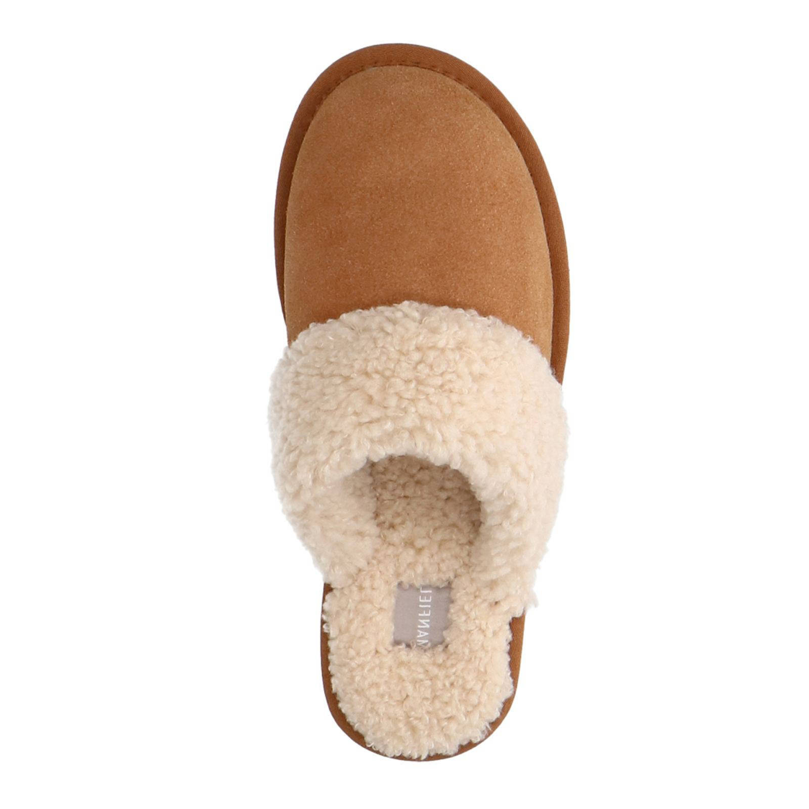 Manfield suède pantoffels cognac