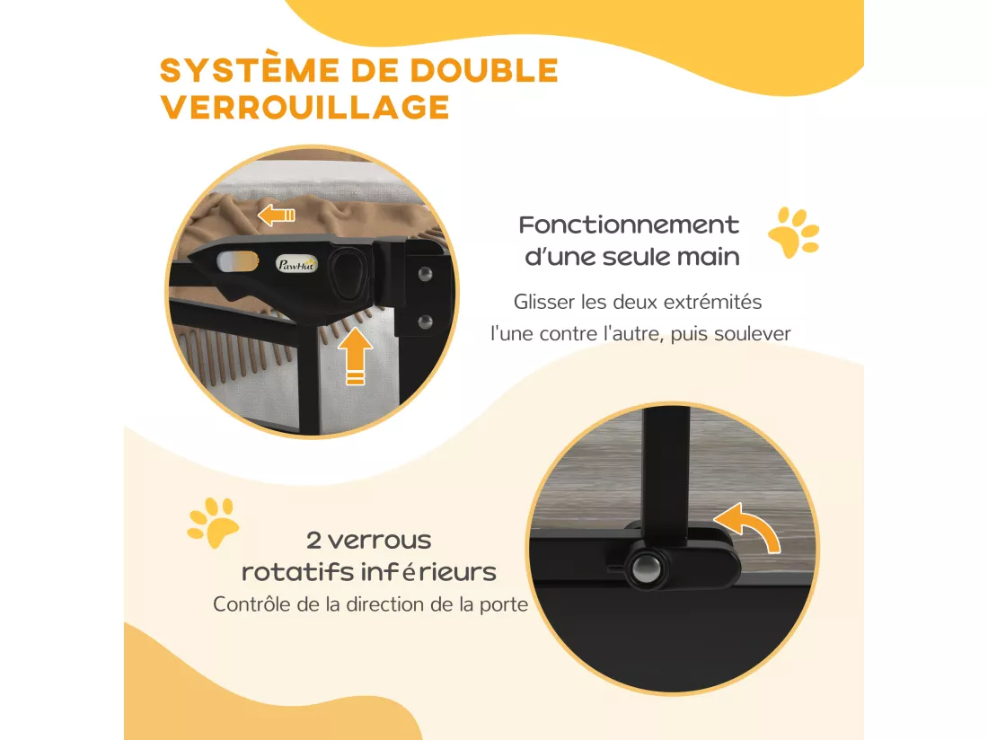 Barrière de sécurité pour chien - barrière à pression ajustable - double système de verrouillage - acier noir