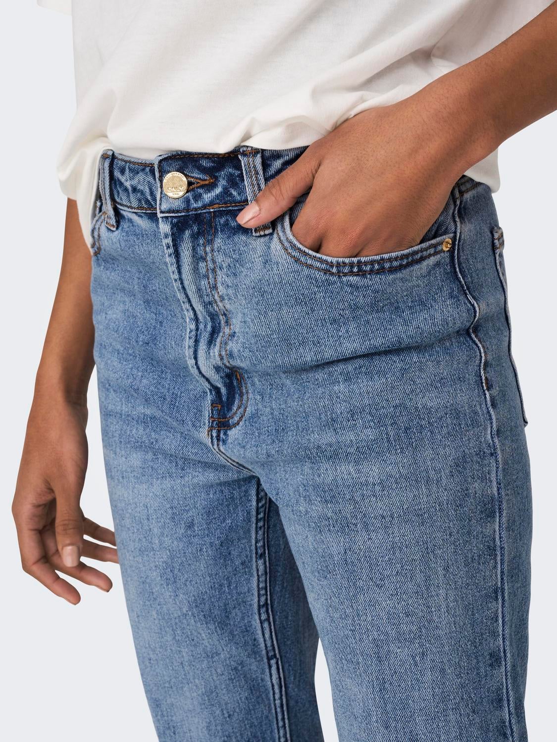 ONLEMILY Hohe Taille Gerade geschnitten Jeans Medium Blue Denim