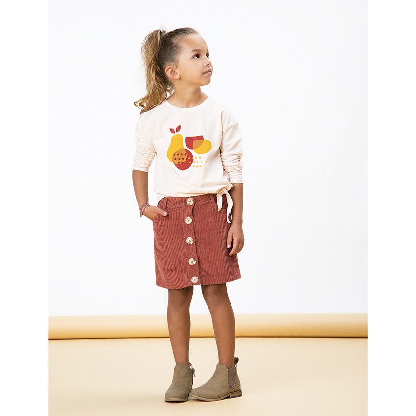 T-shirt manches longues print poires pour enfant fille - Ecru