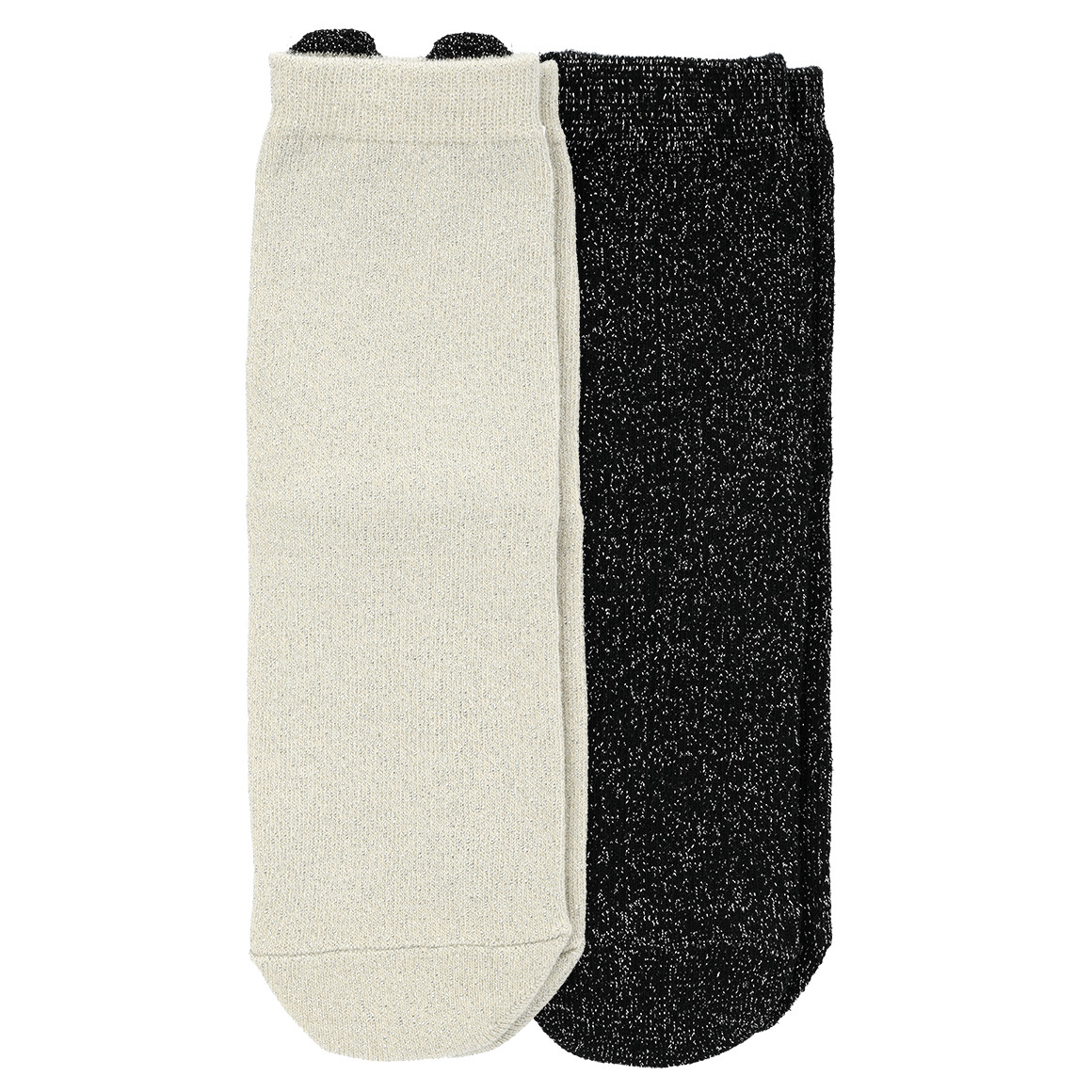 Topolino 2 Paar Mädchen Socken mit Effektgarn beige / schwarz