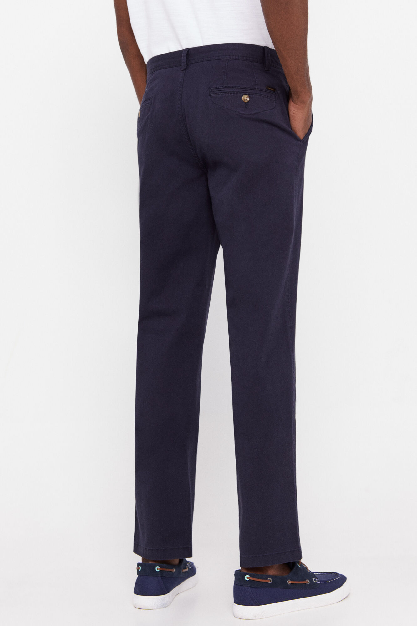 Calça chinesa leve de corte regular - Azul marinho