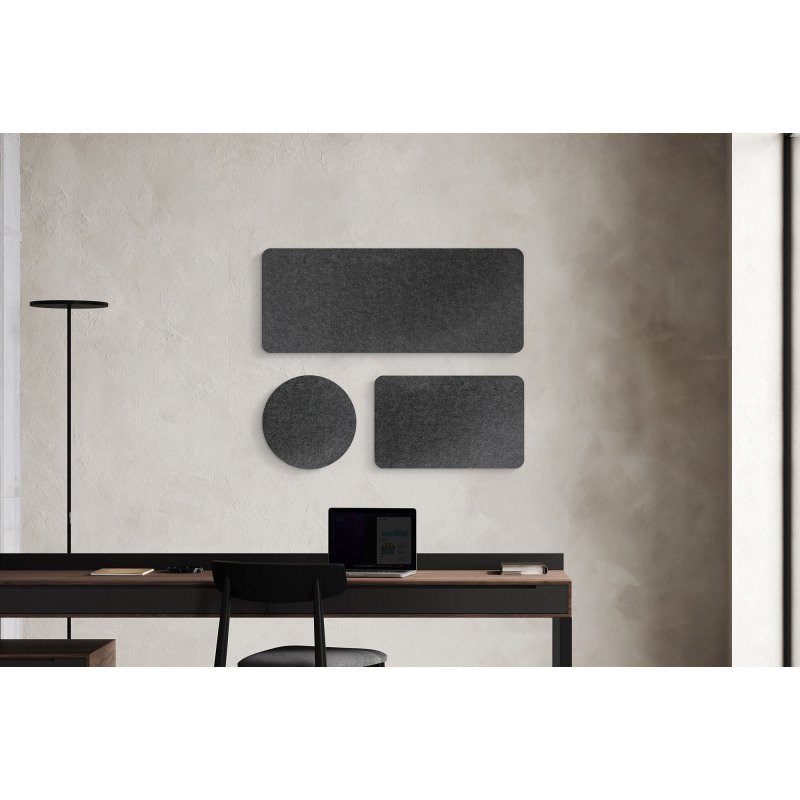 Panneau mural acoustique Wall Sculpo rond, PET gris foncé, Diamètre 45 cm ARCHYI
