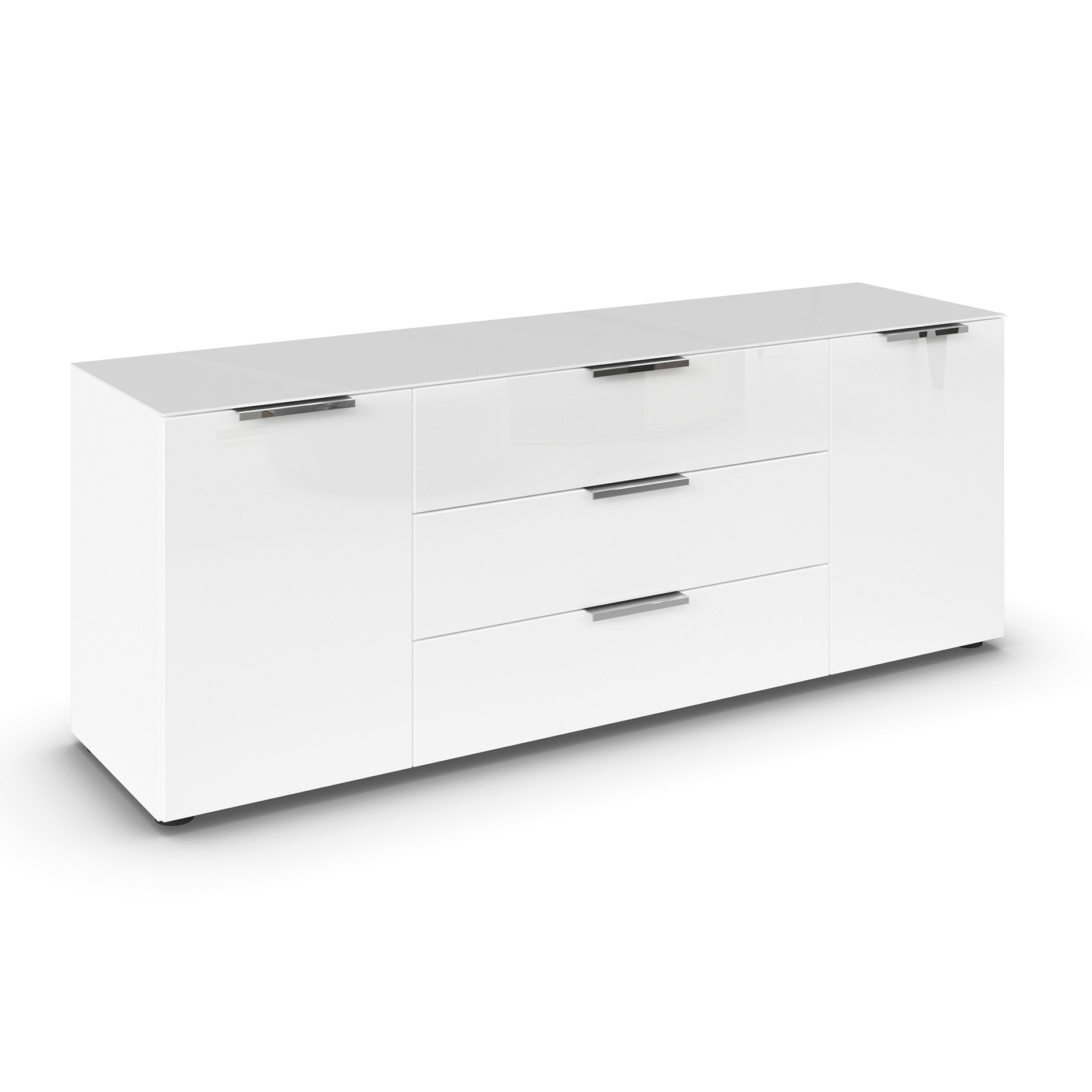 Lowboard - Alpinweiß - weiß - Glasfront - 160 cm