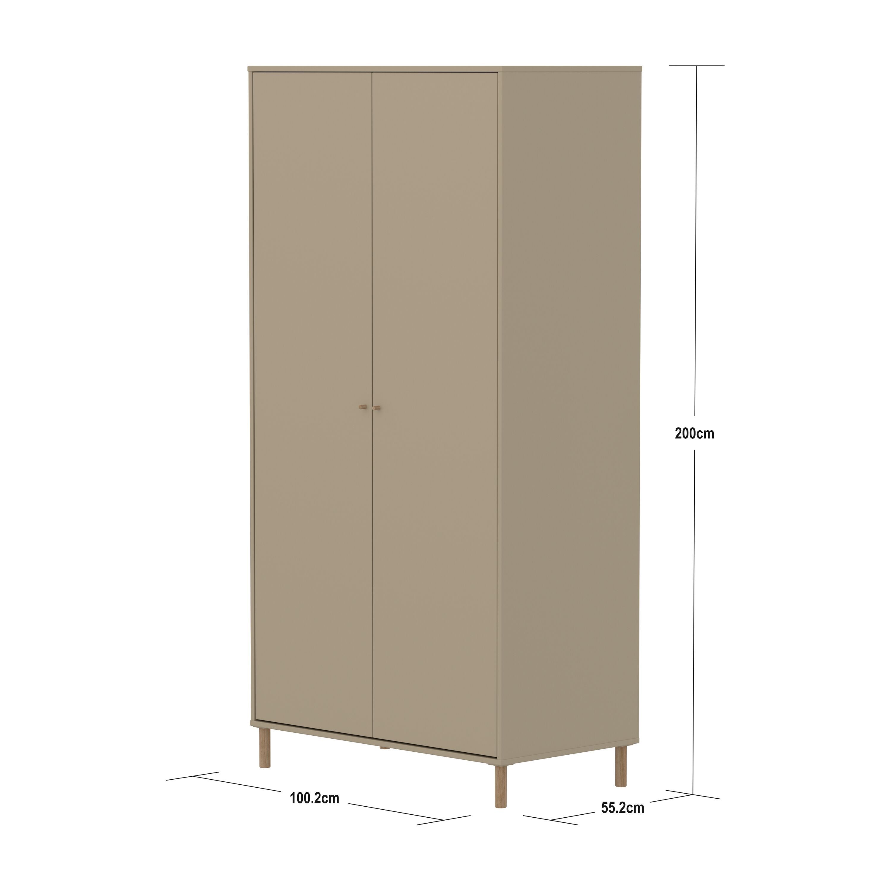 SAGA Schrank oat mit oak knobs u Füss - Oat / B: 100.0 cm x T: 55.0 cm x H: 200.0 cm