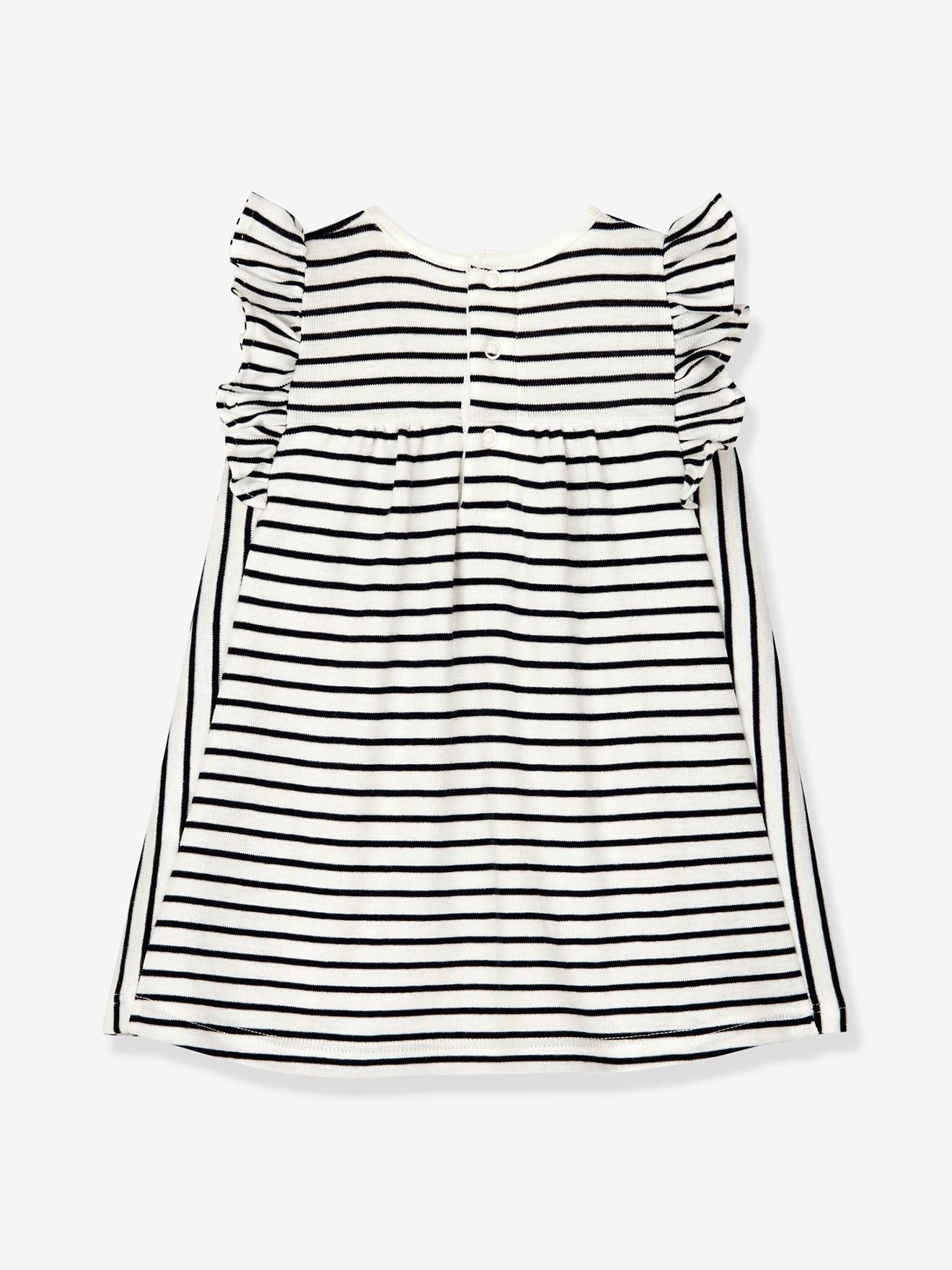Vestido de bebê com listras de marinheiro