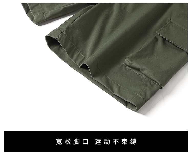 Lefitt - Mid Rise Plain Cargo Shorts
