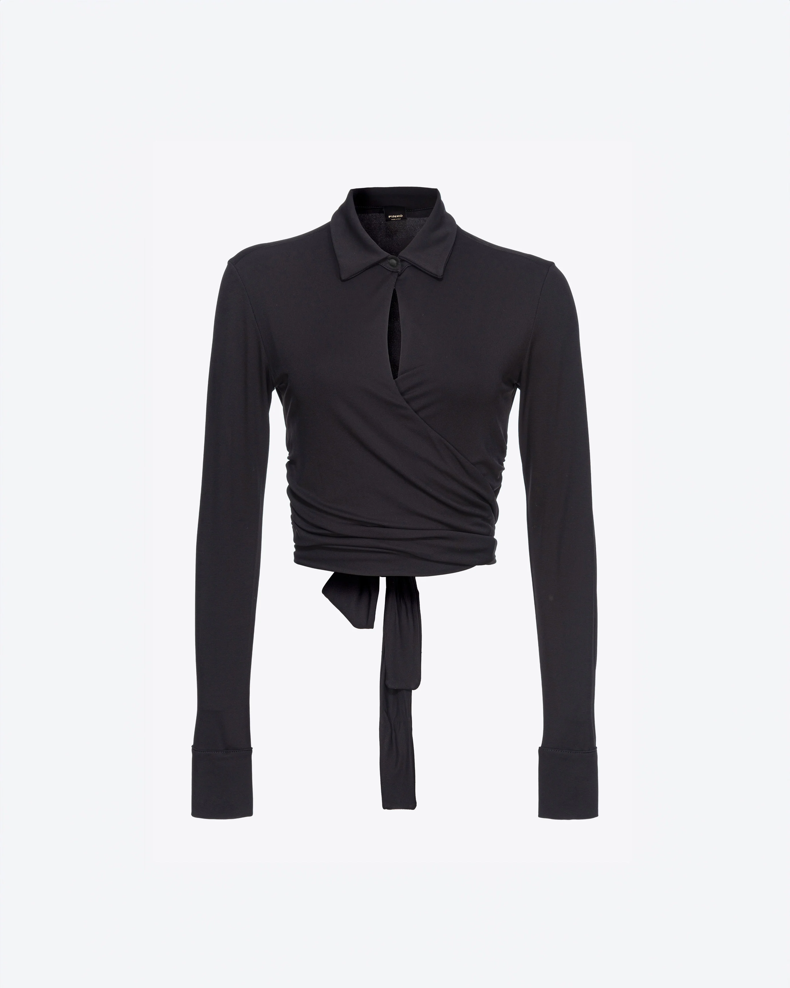 Blouse courte à col chemise | Noir