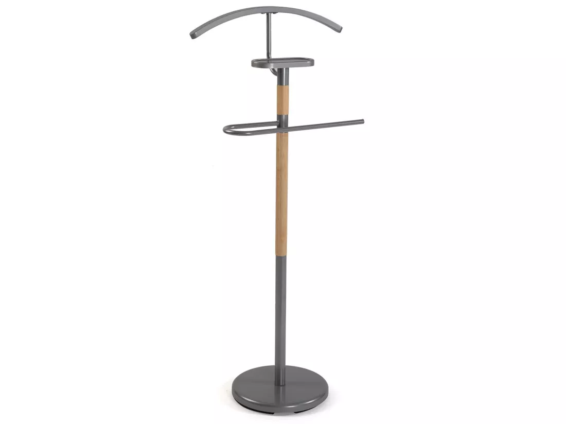 Valet de Chambre Holstebro, 112 x 28,8 x 46,5 cm, Métal et Bois, Gris