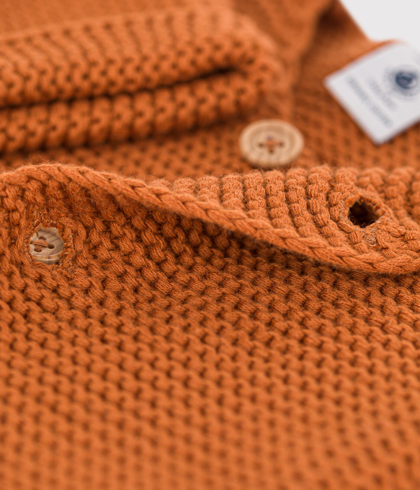 Cardigan bébé tricot point mousse en coton