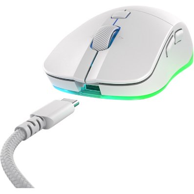 Souris Cherry XTRFY M50 Wireless gaming sans fil RGB - Connectivite filaire, Bluetooth et 2,4 GHz - Blanc