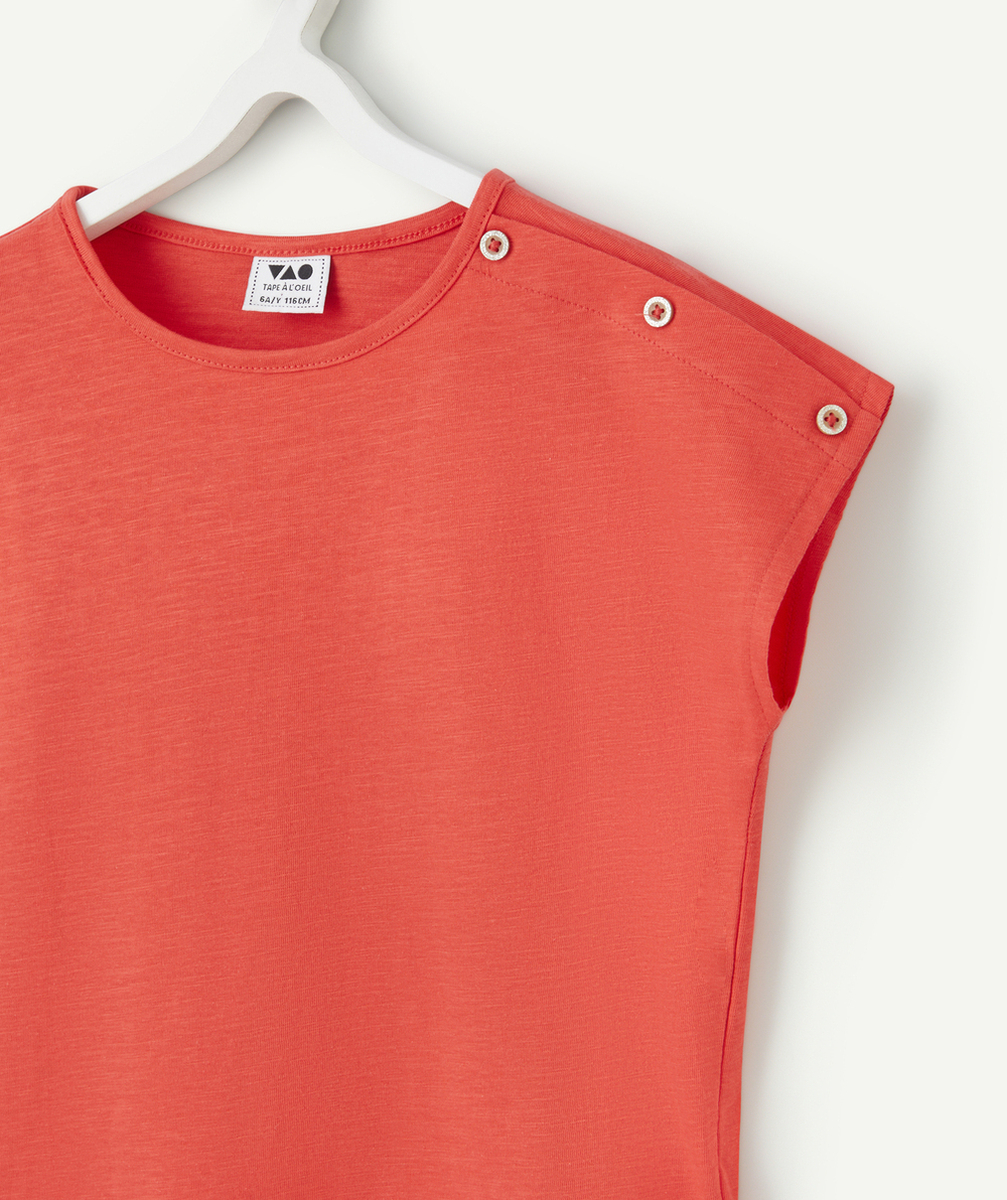 T-SHIRT MANCHES COURTES FILLE EN COTON BIO ROUGE