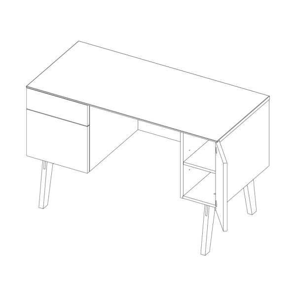 Kidsmill Sixties Bureau Zwart Mat / Walnoot