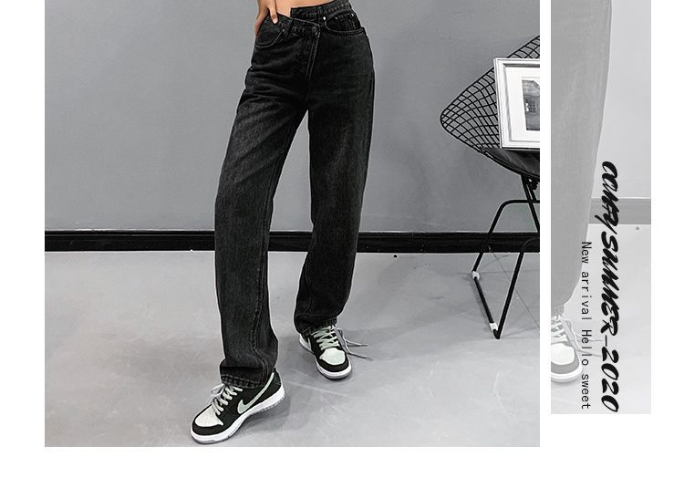 Saccharine - Asymmetrische jeans met hoge taille en rechte pijpen