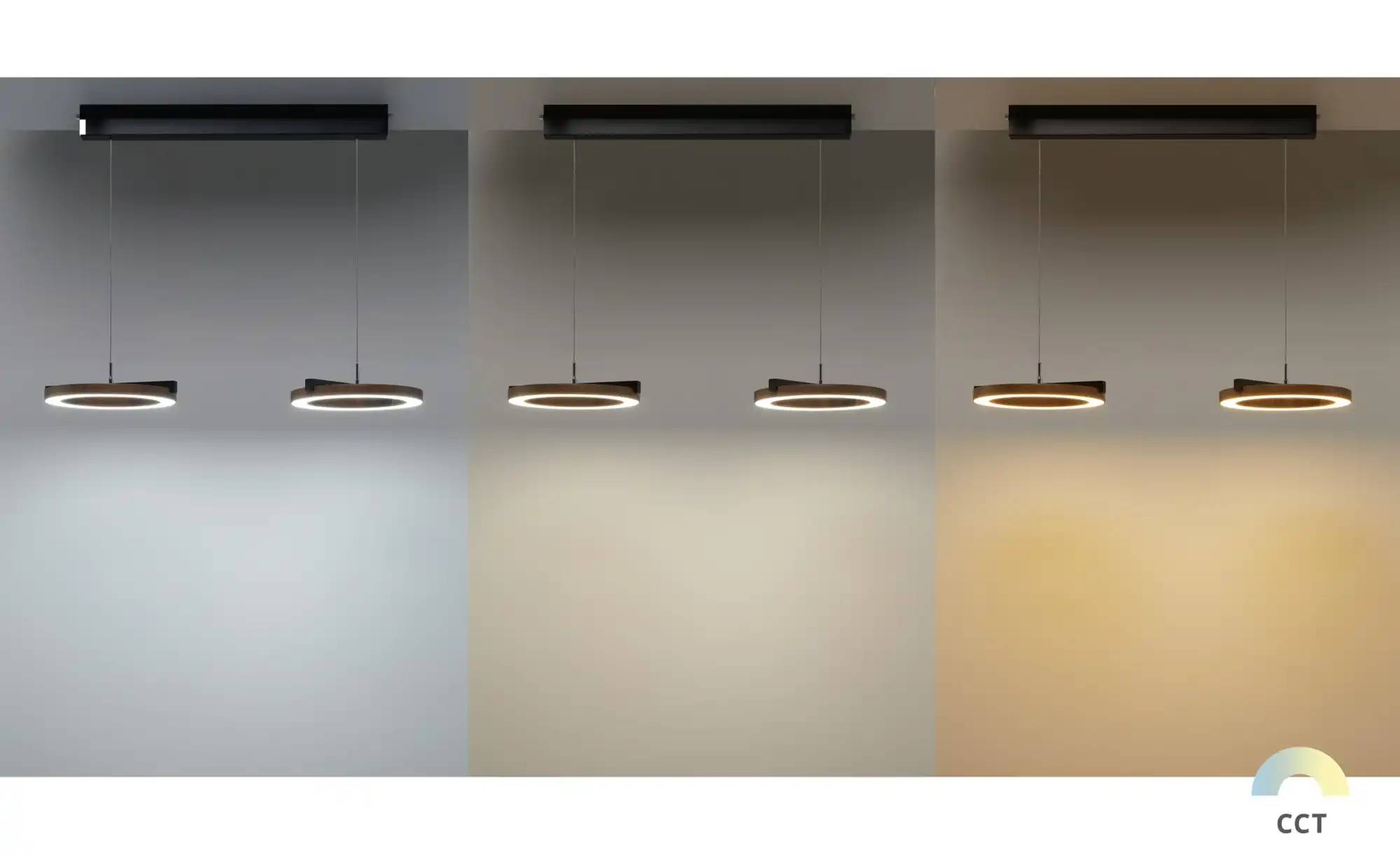 KHG LED-Pendelleuchte, 2-flammig, anthrazit / Eiche