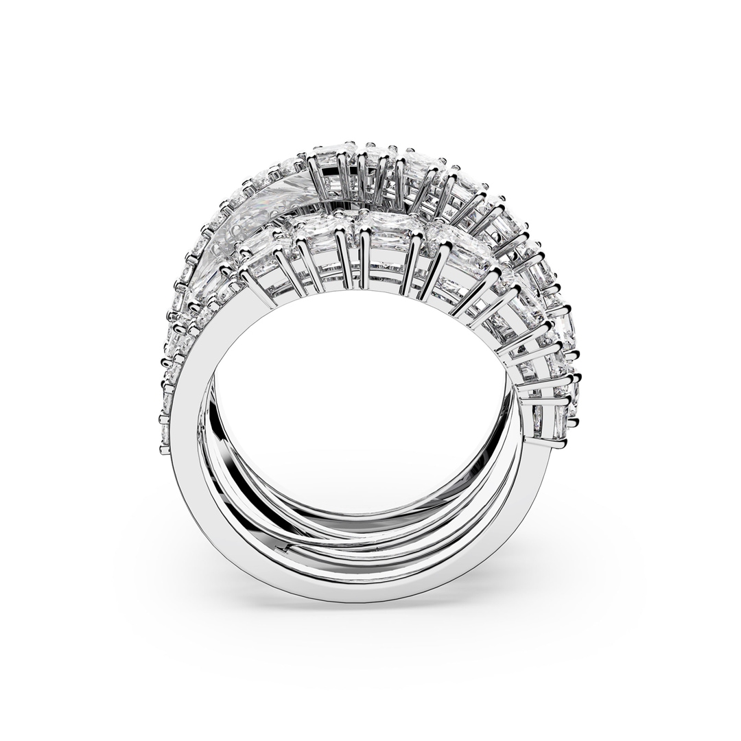 Swarovski Twist Wrap Ring, weiss, rhodiniert