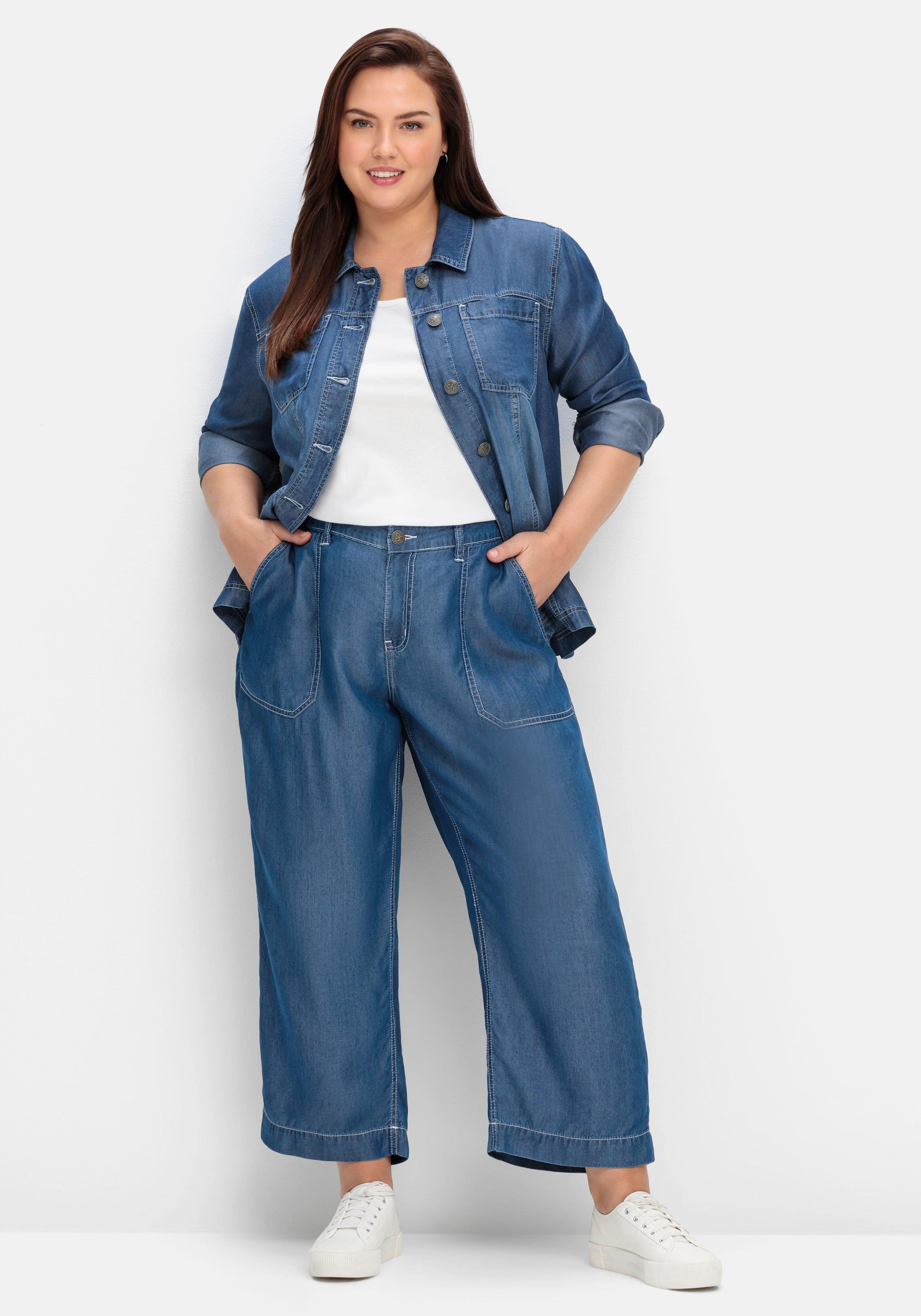 Weite Jeans aus  TENCEL™ Lyocell, mit Kontrastnähten