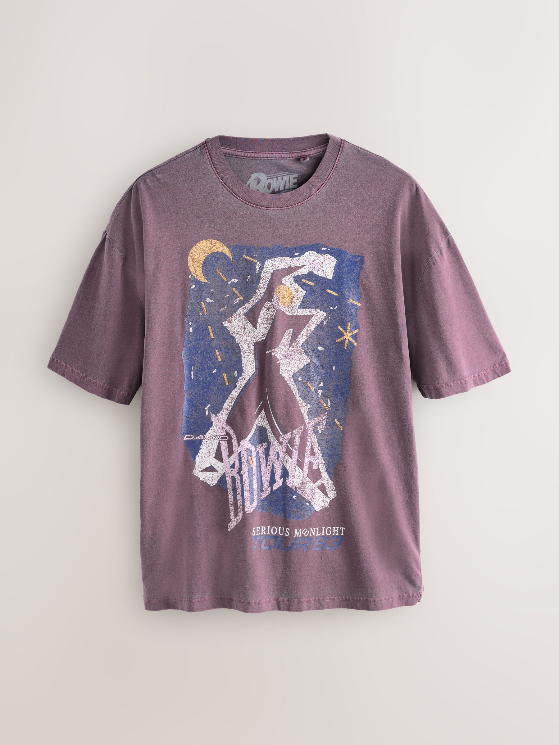 Paarse David Bowie - Normale Pasvorm - T-shirt met bandopdruk