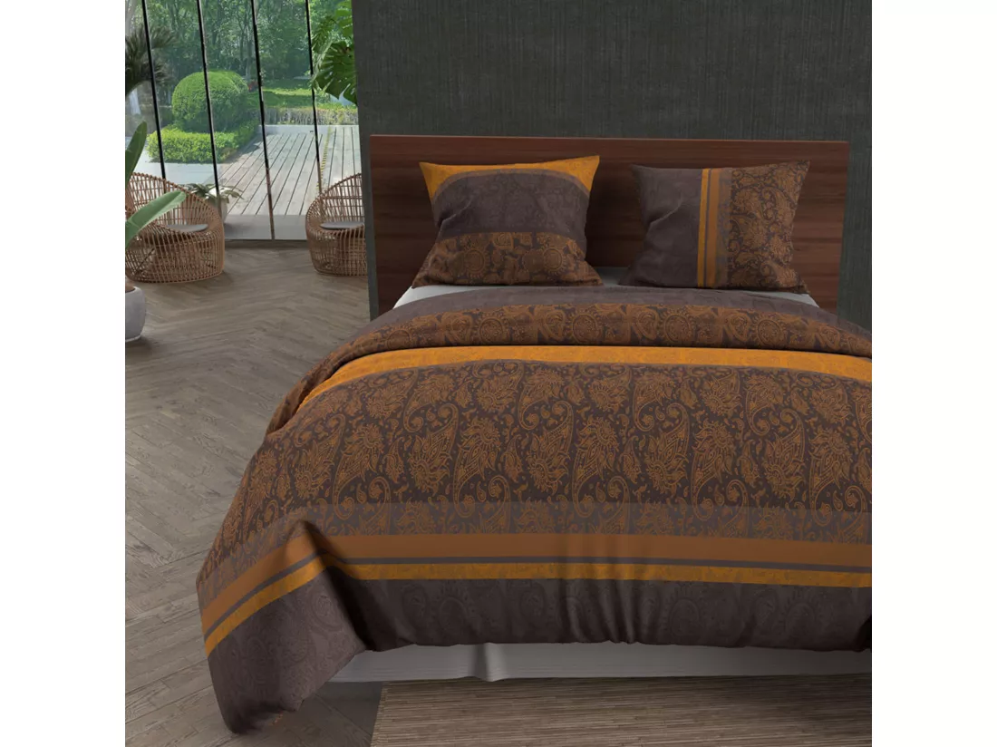 Parure de lit Cachemire marron 260x240 cm