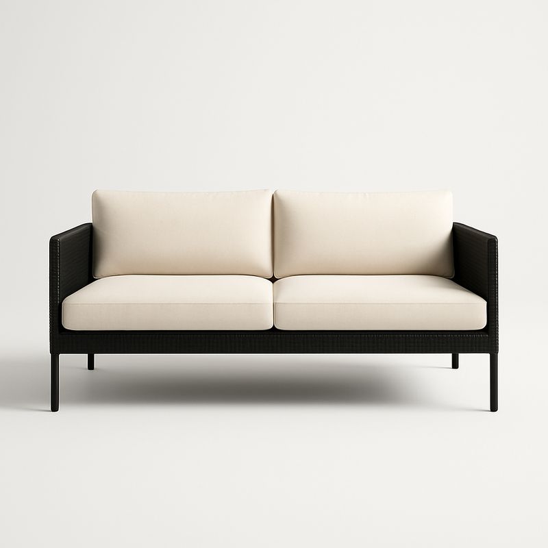 2-Sitzer Sofa mit Aluminiumrahmen Schwarz Beige Kissen