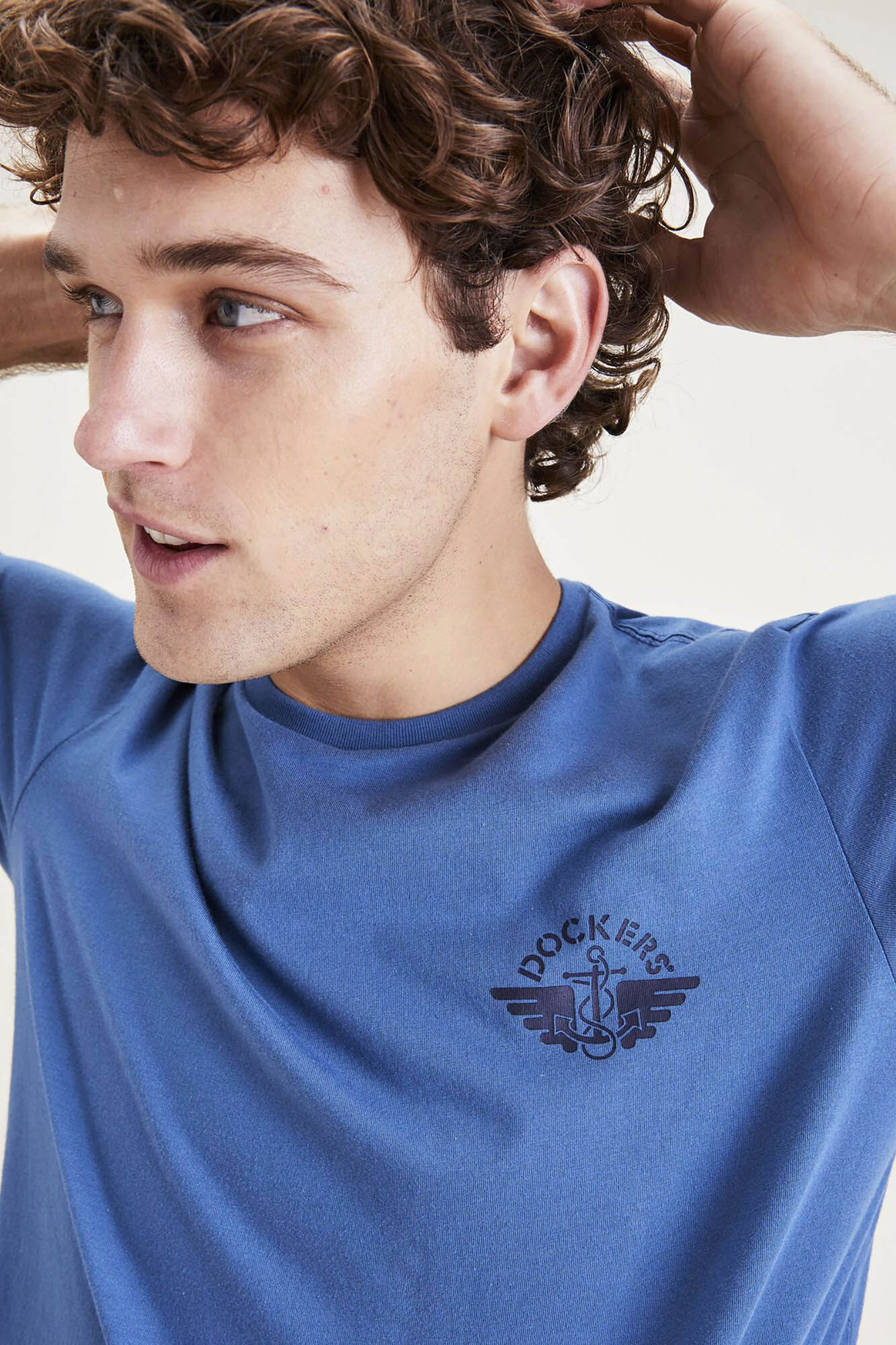 Camiseta Slim Fit com Logo - Azul