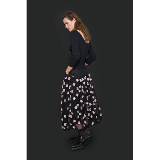 Bitte Kai Rand Blossom Mesh Nederdel, Black/Pale Pink Flower, XS