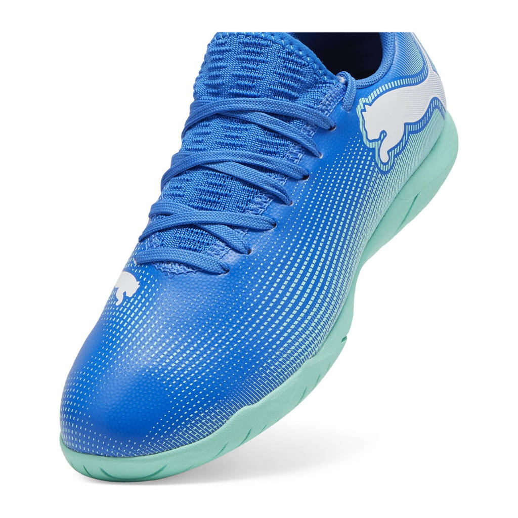 Puma Future 7 Playjunior zaalvoetbalschoenen kobaltblauw/mintgroen/wit