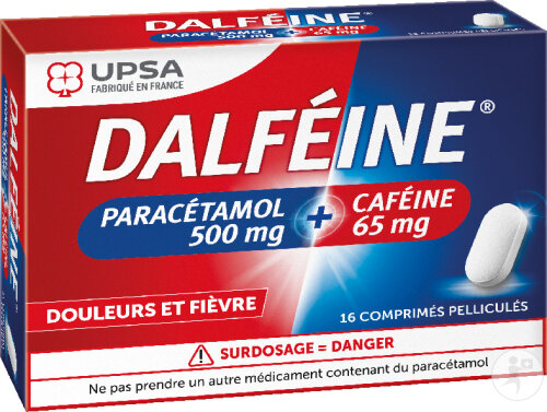 UPSA Dalféine 16 Comprimés Pelliculés Paracétamol, Caféine