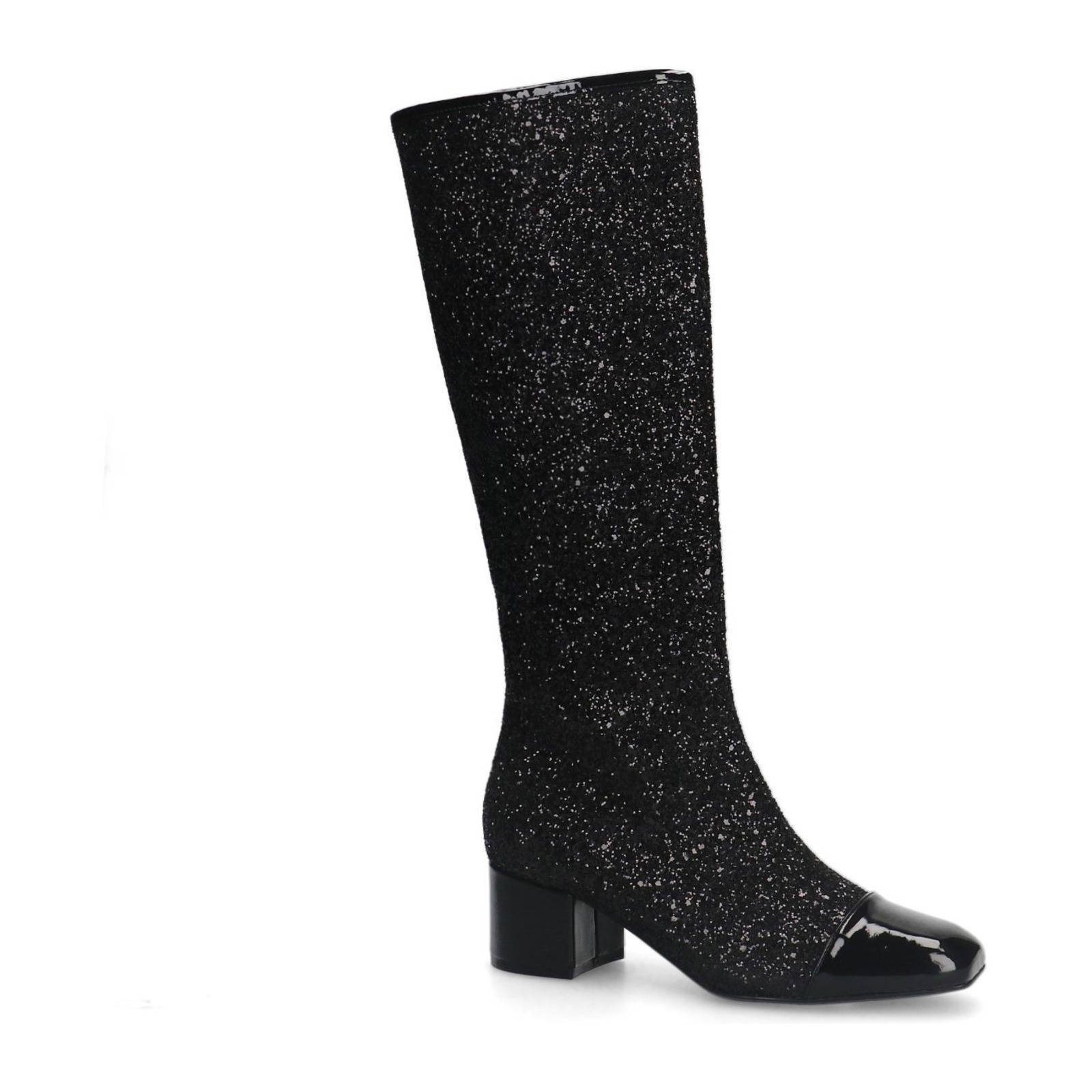 Manfield laarzen met glitters zwart