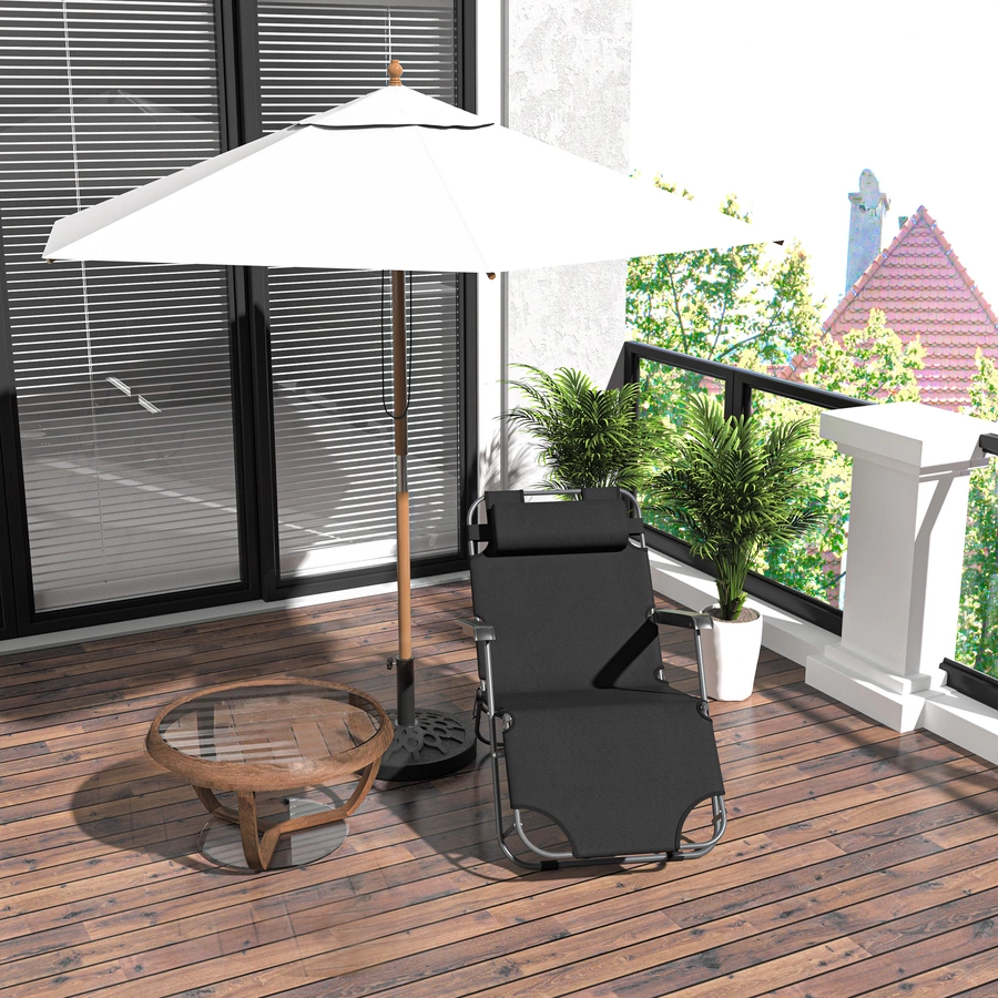 Outsunny Gartenliege mit faltbarem Design schwarz